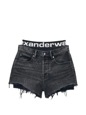Alexander Wang logo-waistband frayed mini shorts
