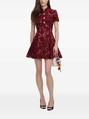Self-Portrait burgundy lace mini dress