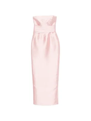 Solace London strapless pleated-waist maxi dress