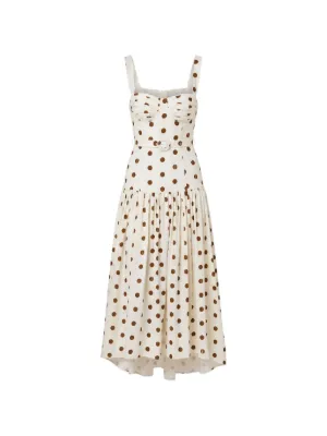 Nicholas Drenica dress - ivory / spice polka-dot