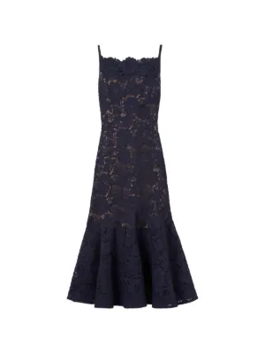 Self-Portrait navy spiral lace midi dress