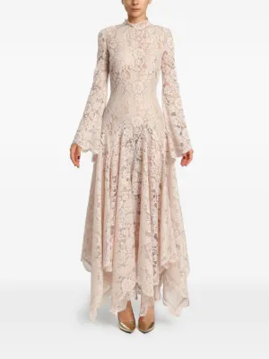 MIAU by Clara Rotescu Capri lace flared-sleeve asymmetric dress