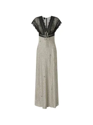 PINKO lace-trimmed polka-dot maxi dress