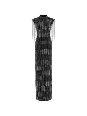 PINKO crystal-embellished fringed dress