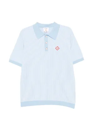 Casablanca monogram-jacquard striped polo shirt