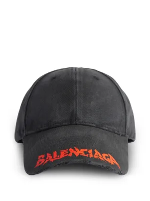 Balenciaga logo-print distressed baseball cap