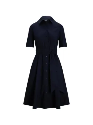 Lauren Ralph Lauren belted cotton-blend midi shirt dress