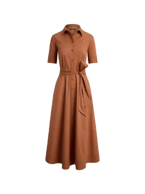 Lauren Ralph Lauren Belted Stretch midi shirt dress