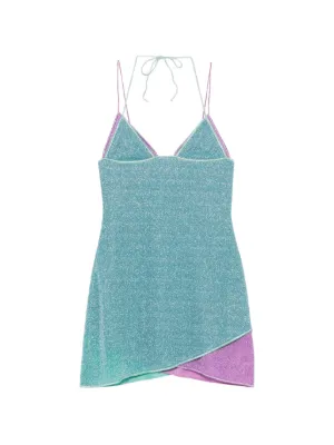 Os&eacute;ree Lumi&eacute;re glitter-effect layered mini dress