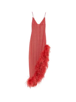 Os&eacute;ree Lumi&egrave;re Plumage feather-trim asymmetric dress