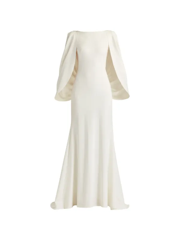 Tadashi Shoji Kairi Capelet cape-sleeved gathered-back maxi dress
