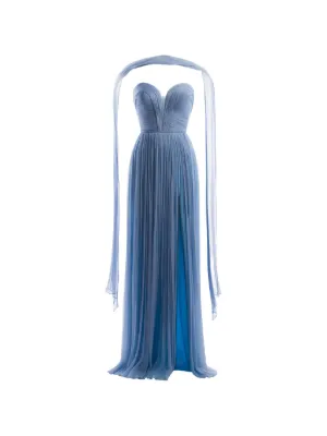 IMROSKA Iris pleated strapless maxi gown dress