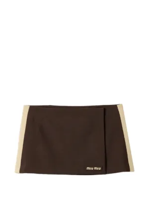 Miu Miu logo-patch wrap skirt