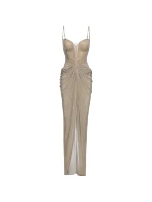 NISSA crystal-embellished tulle maxi dress