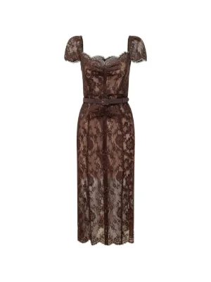 Self-Portrait belted floral-lace midi dress