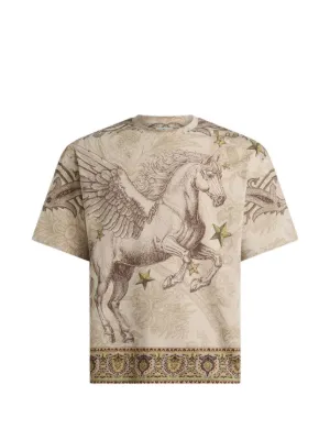 ETRO cotton-jersey T-shirt with placed Pegaso-print