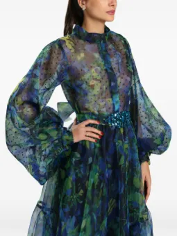 MIAU by Clara Rotescu floral-print tiered gown