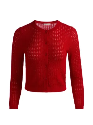 alice + olivia pointelle-knit cardigan