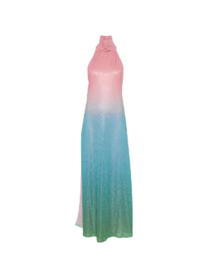 Os&eacute;ree gradient-effect halterneck maxi dress