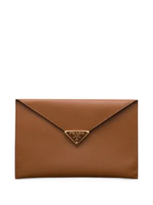Prada Saffiano-leather envelope clutch