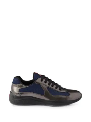 Prada America's Cup metallic-leather and bike-fabric sneakers