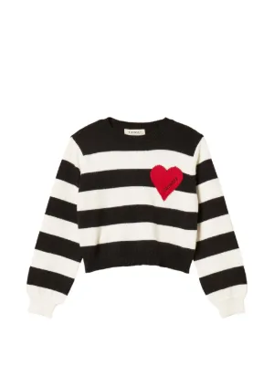 TWINSET Kids striped heart-patch sweater