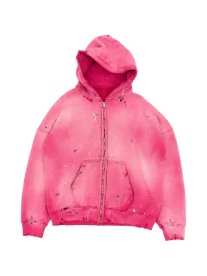 MOOJI MOOJI  distressed paint-splatter hoodie