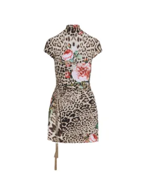 Roberto Cavalli leopard-print floral-print dress