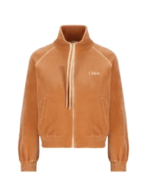 Chloé logo-embroidered velvet sweater