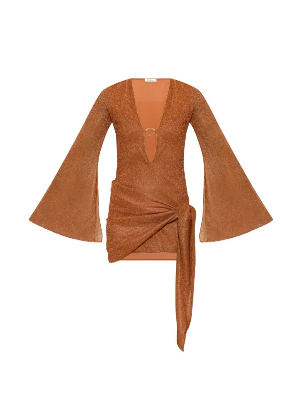 Os&eacute;ree metallic-effect knotted mini dress