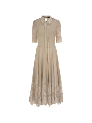 Fabiana Filippi lace-overlay pussy-bow midi dress