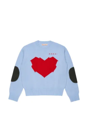 Marni Kids heart-intarsia elbow-patch sweater