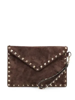 Valentino Garavani Rockstud suede clutch bag