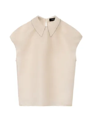 Fabiana Filippi contrast-trimmed lace-collar top