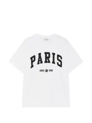 ANINE BING Cade T-shirt Paris University - white