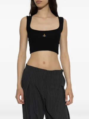 Vivienne Westwood Orb-embroidered ribbed crop top