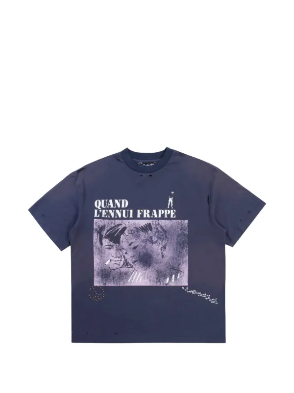 Boredom Kills graphic-print distressed T-shirt
