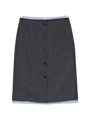 Prada light mohair and chambray skirt