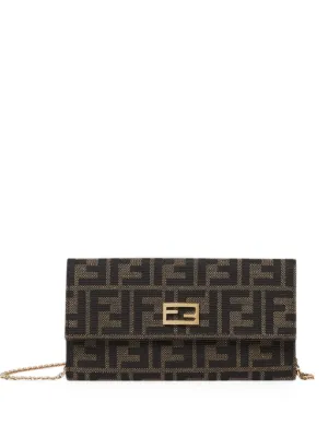 FENDI Tube Continental logo chain wallet
