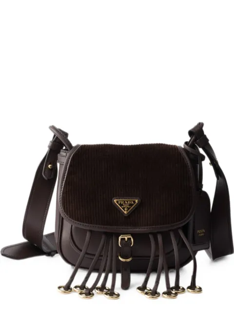 Prada Corsaire corduroy and leather mini shoulder bag
