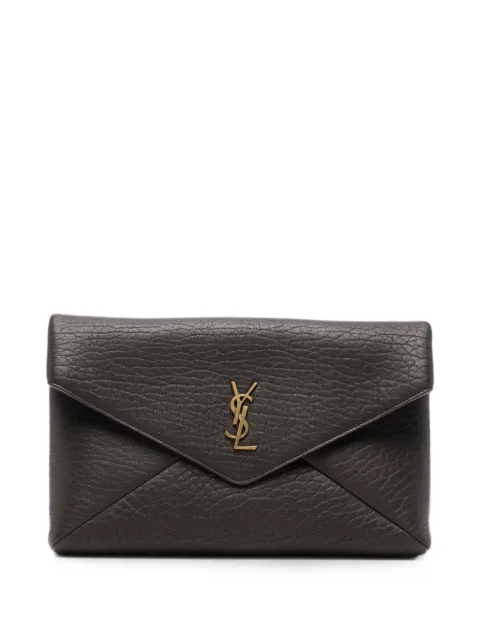 Saint Laurent Cassandre grained-leather clutch bag