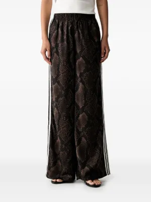 adidas satin snake-print wide-leg track pants