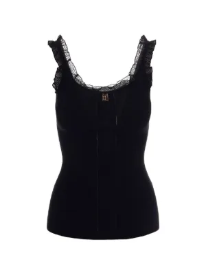 Elisabetta Franchi lace-trim ribbed top