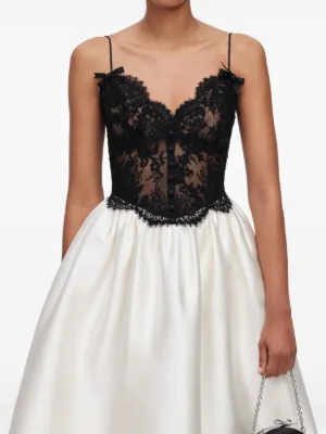 Self-Portrait lace-bodice flared midi dress