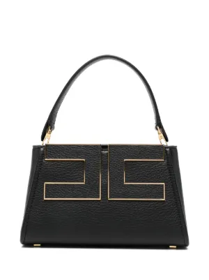 Elisabetta Franchi logo-plaque pebbled-effect tote bag