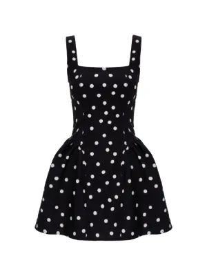 HAMZA polka-dot lace-up mini dress