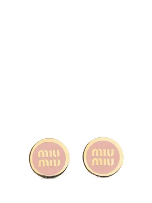 Miu Miu logo-plaque enamel earrings