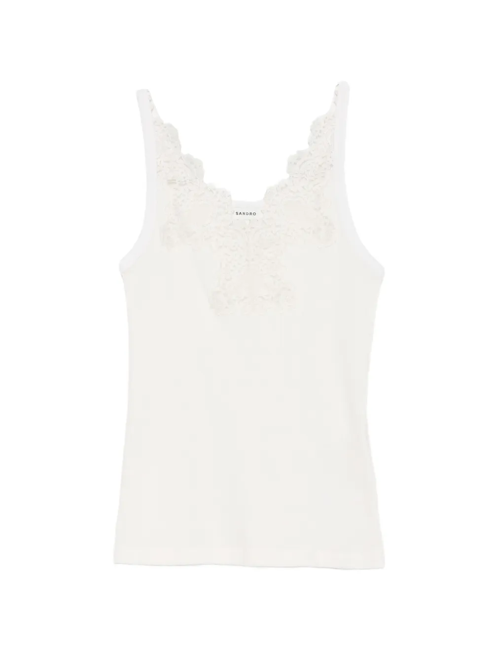 SANDRO ribbed vest top with lace