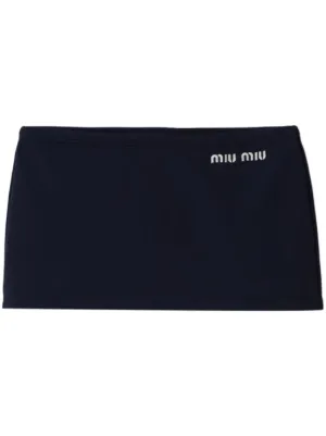 Miu Miu embroidered-logo mini skirt
