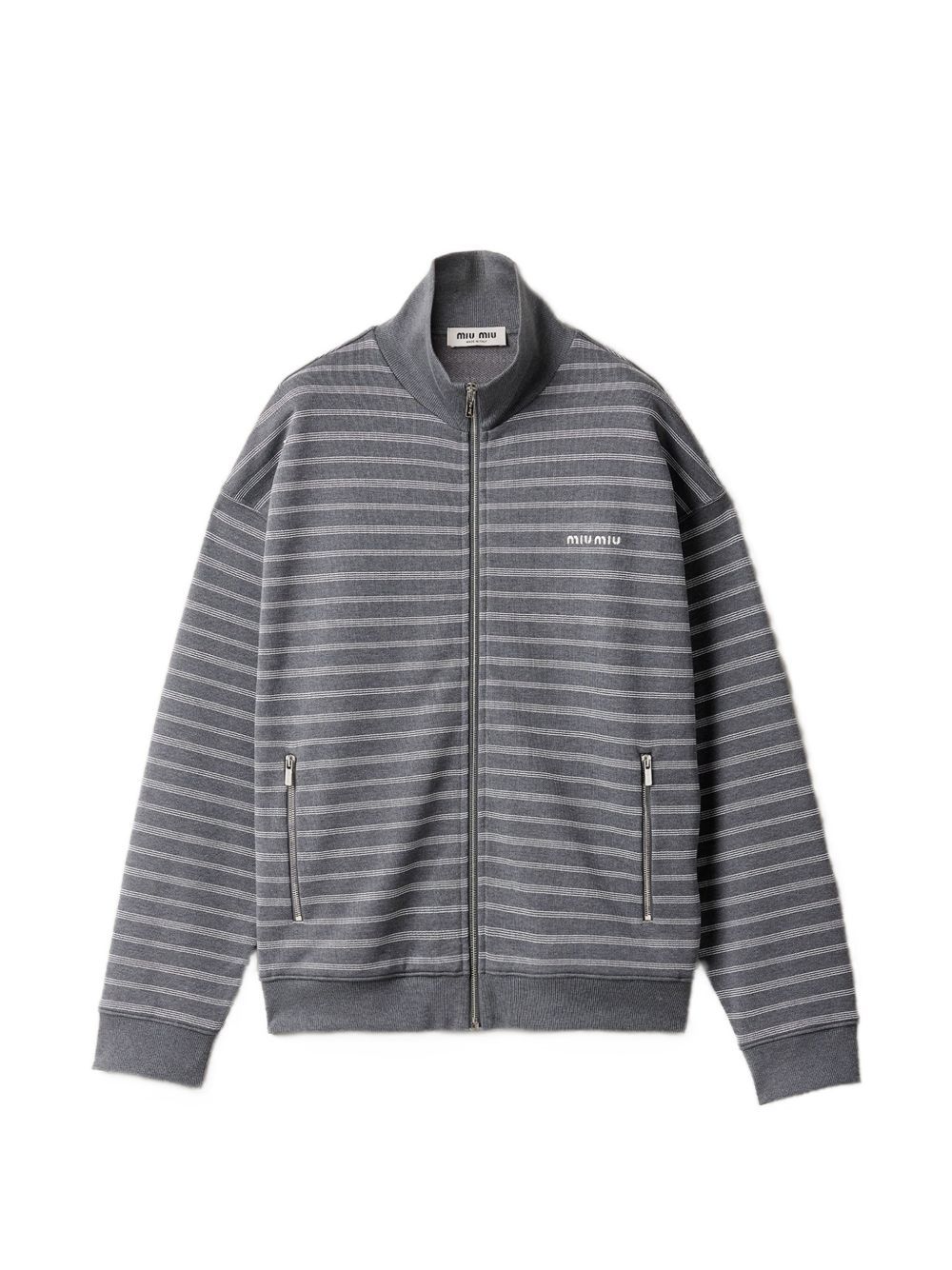 Miu Miu striped cotton fleece jacket